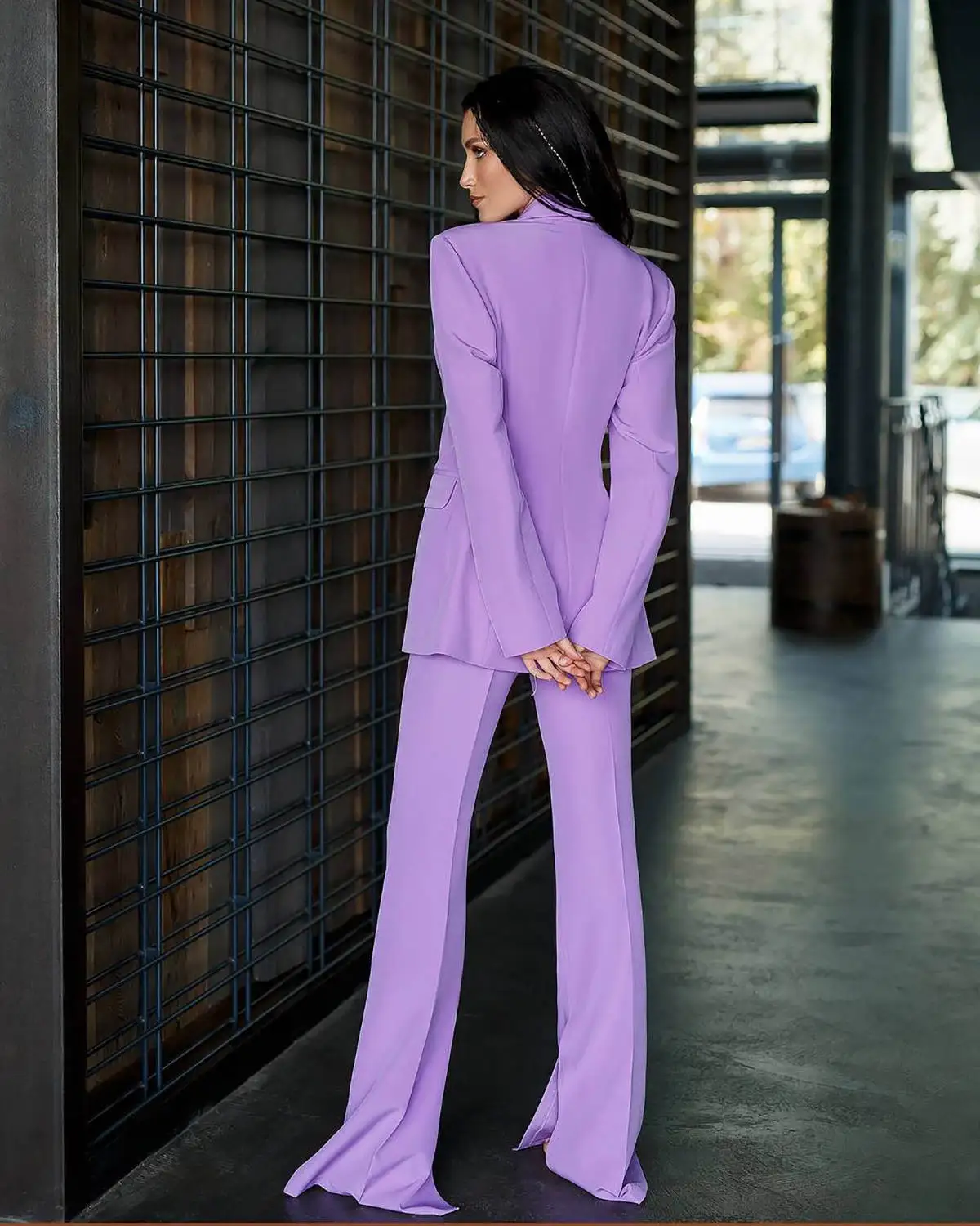 Fashion Purple Celebrity Lady Pants Suits Peaked Lapel Custom Made Formal Wear Women Evening Party Wedding Blazer 2 Pieces