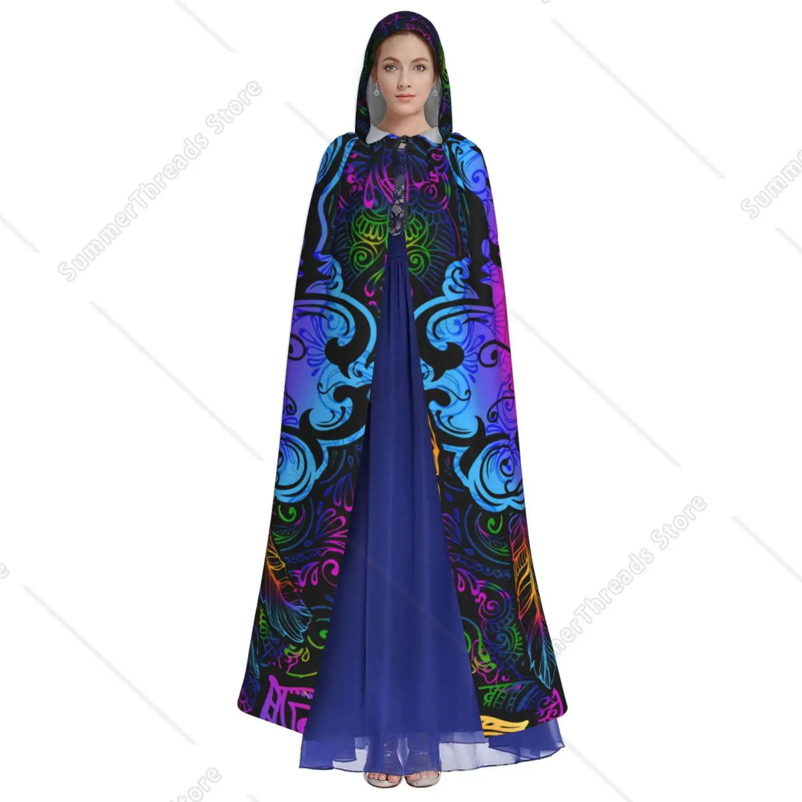 عباءة بغطاء للرأس للجنسين للبالغين معطف خفيف الوزن مخدر عباءة ثعلب ماندالا لأزياء الهالوين التنكرية #2