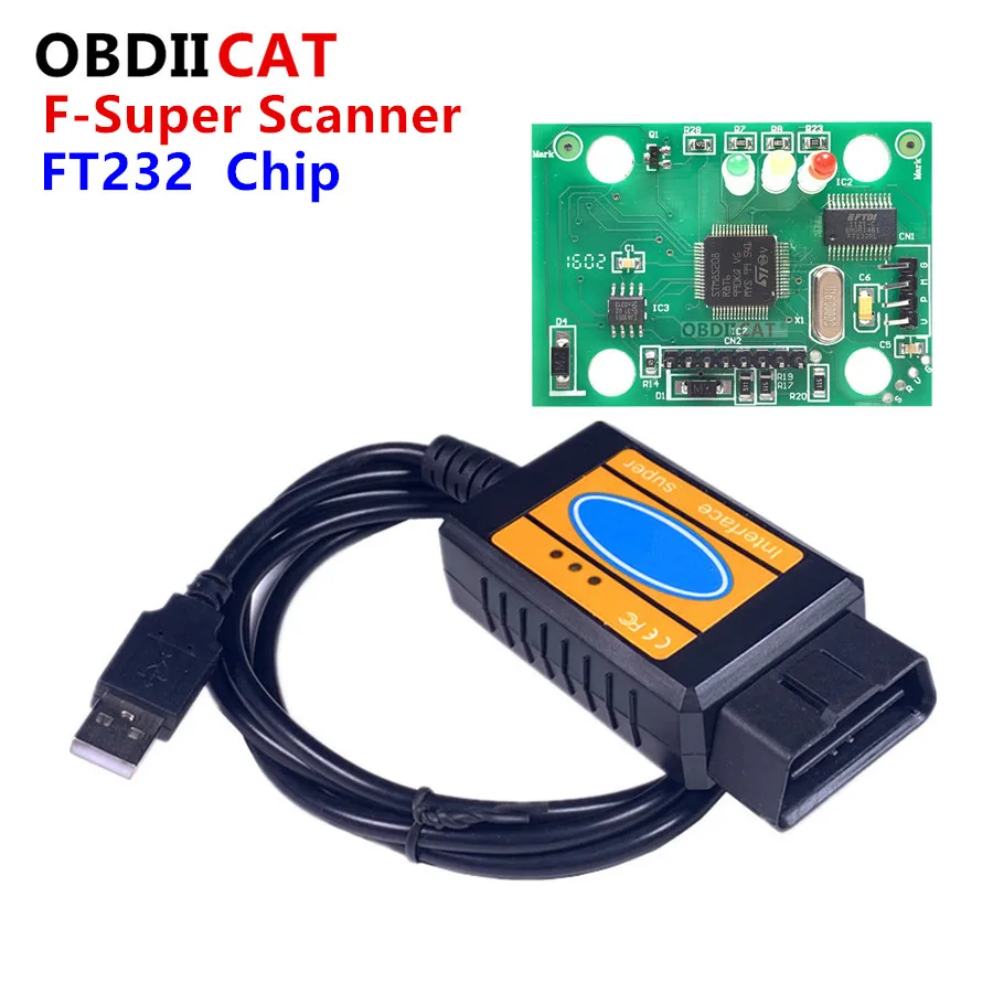 OBDII CAT F-Super Scanner FT232 Chip USB Diagnostic Cable OBD2 Car Fault Code Reader for Ford view 6