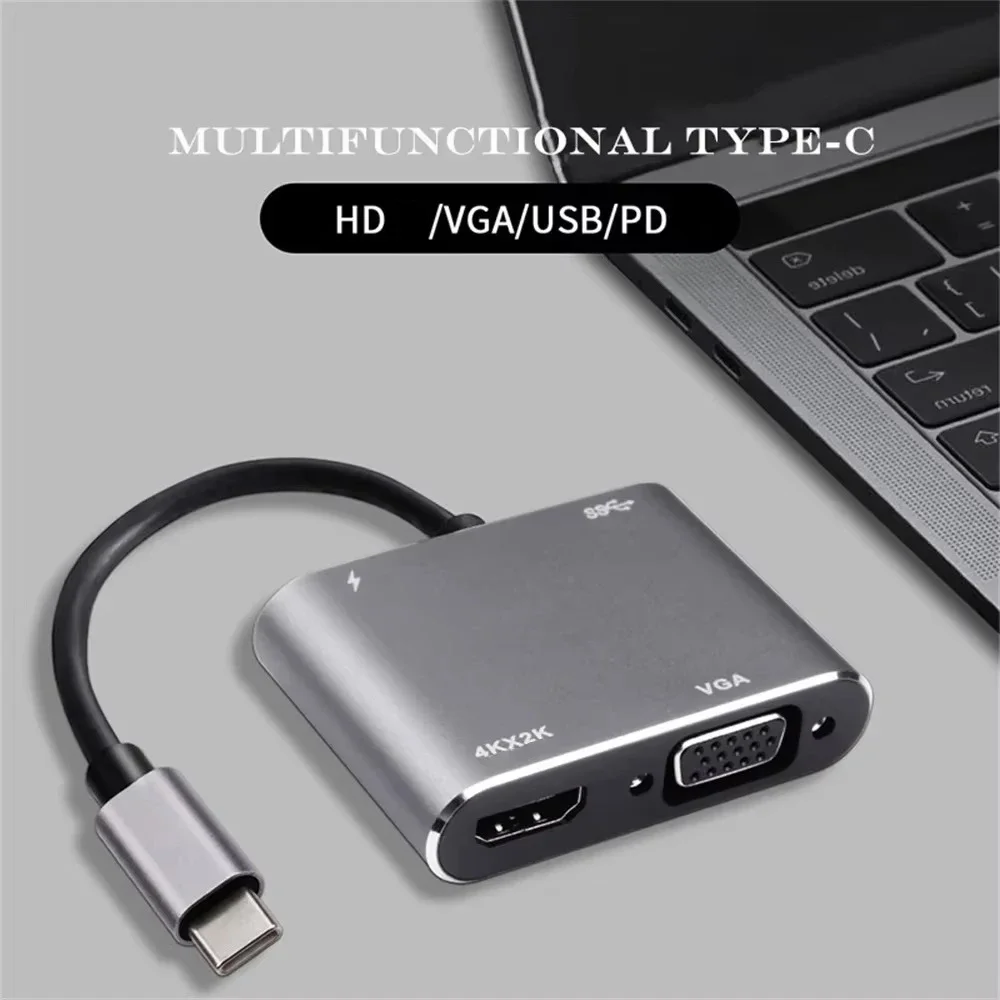 محول USB C إلى HDMI متوافق مع VGA Type-C رقمي AV متعدد المنافذ Thunderbolt 3 محول إلى 4K 1080P شحن سريع لجهاز MacBook
