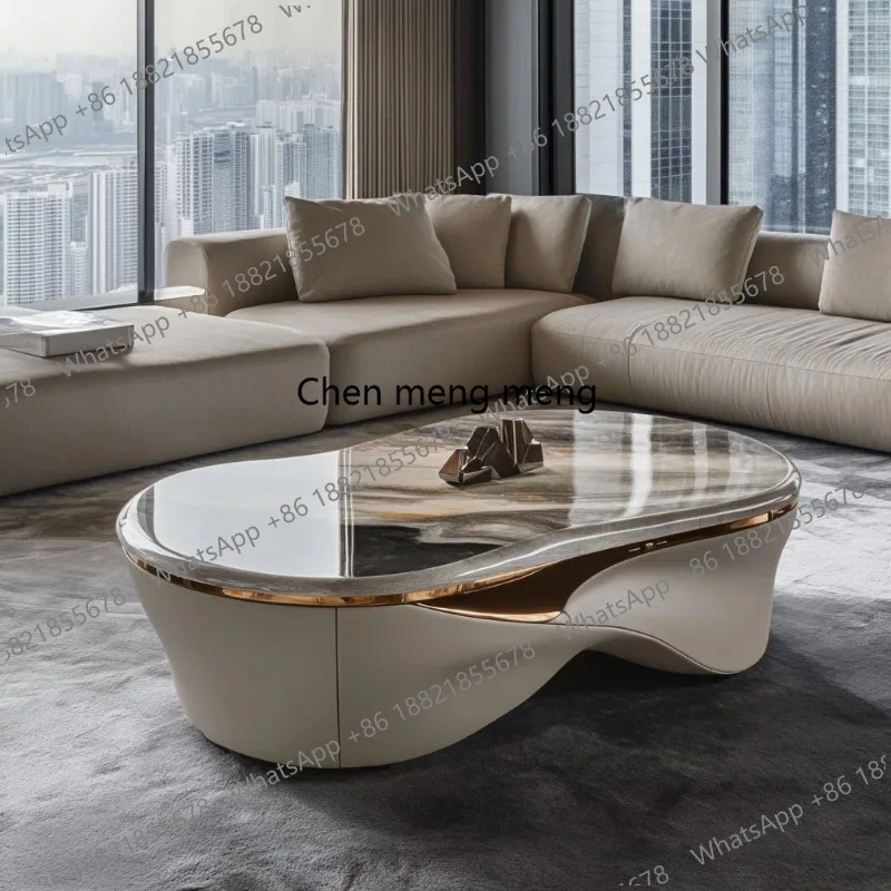 Coffee table living room custom square modern, luxury stone light luxury villa