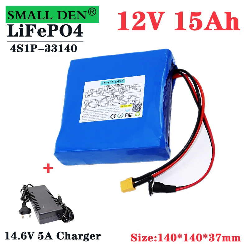 

New 33140 12.8V 15Ah LiFePO4 battery pack 4S1P with built-in 30A BMS is suitable for 12V power supply electric toy solar energy