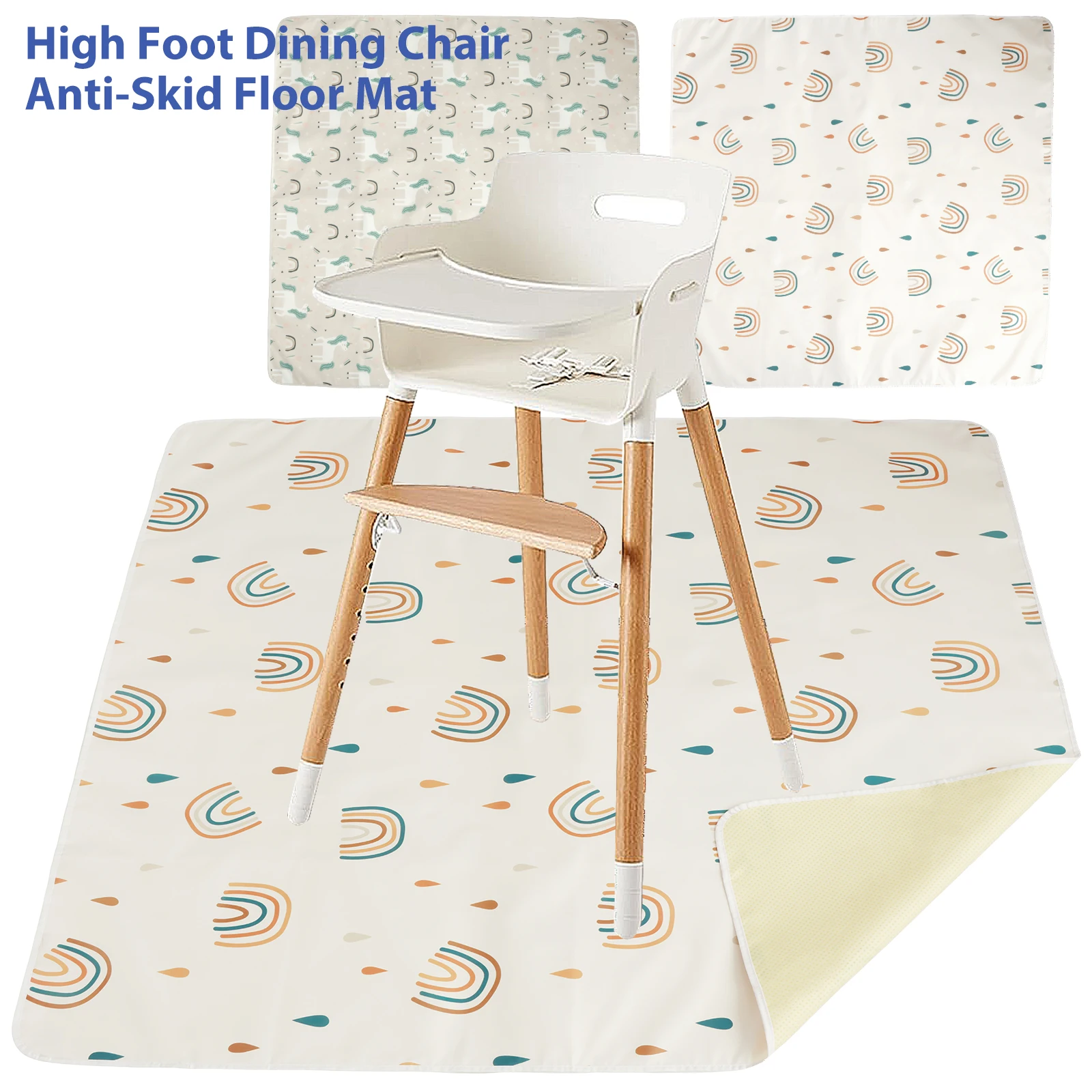 Baby High Chair Splat Mat Portable Baby Dining Chair Mat Waterproof Washable Spill Mat Anti-Slip Floor Protector Splash Mat