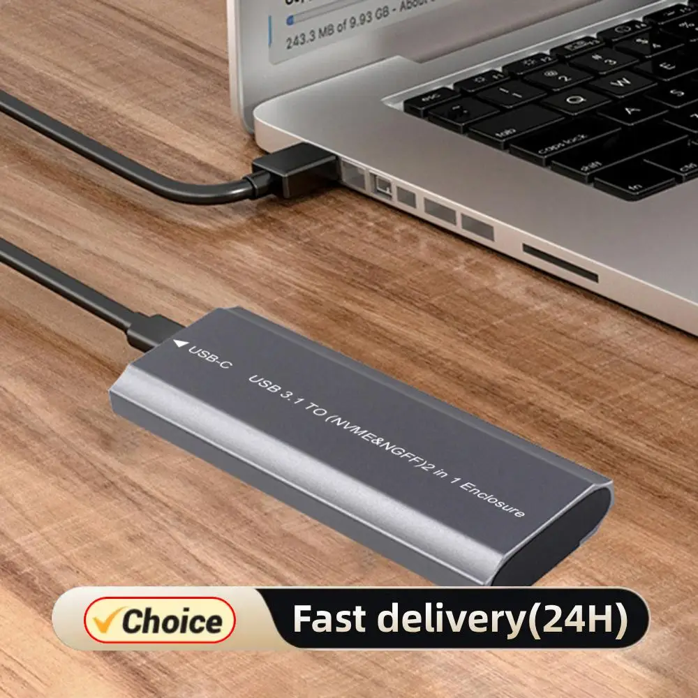 M.2 To USB Type C 3.1 SSD Enclosure M/B/(B+M) Key NVME/NGFF Dual Protocol SSD Adapter Supoort for WindowsmacOS/Android/HaemonyOS