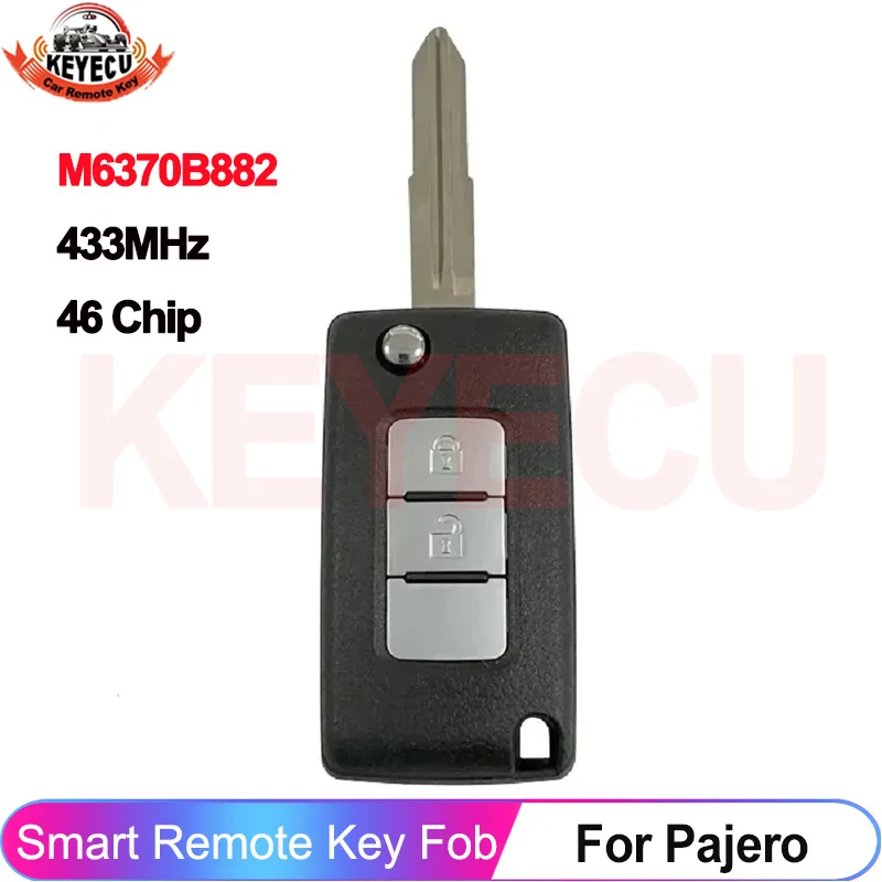 

KEYECU M6370B882 для Mitsubishi Pajero 2015 2016 2017 2018 2019 2020 2021 2 кнопки Flip PCF7941 ID46 чип 433 МГц дистанционный брелок