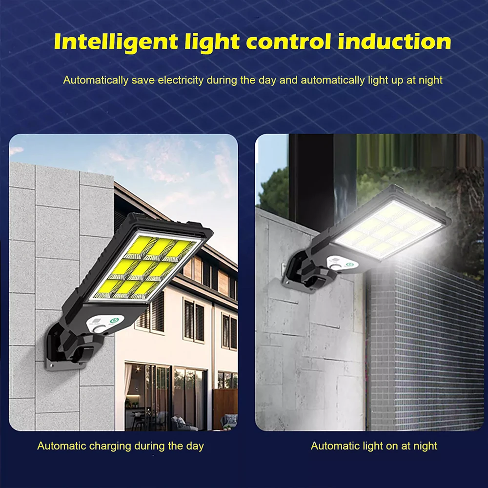 أضواء الشوارع الشمسية في الهواء الطلق اللاسلكية الشمسية الأمن الجدار ضوء استشعار الحركة مع 3 أوضاع الإضاءة لحديقة مزراب الشرفة