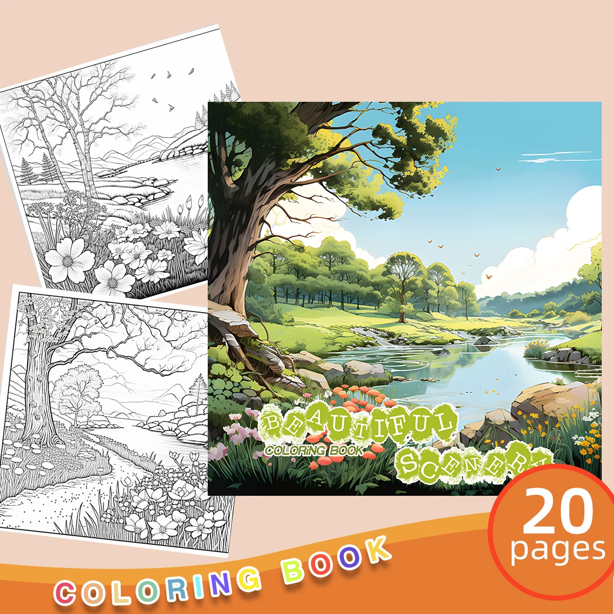 1PC Trees Coloring Book Forest Landscape Drawings for Kids Teens Adults Creative Inspirational Stress Relief Relaxation 20 Pages