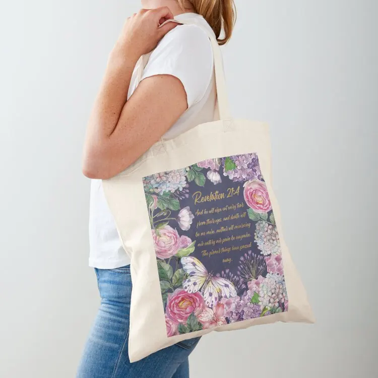 

REVELATION 21:4 Tote Bag shopper bag women supermarket folding bag hand bags woman 2025