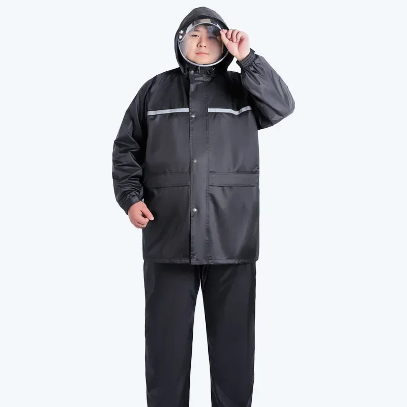 Extra Fat and Large Raincoat Rain Pants Set Outdoor Riding High Brightness Reflective Full Body Storm-proof Electric Car