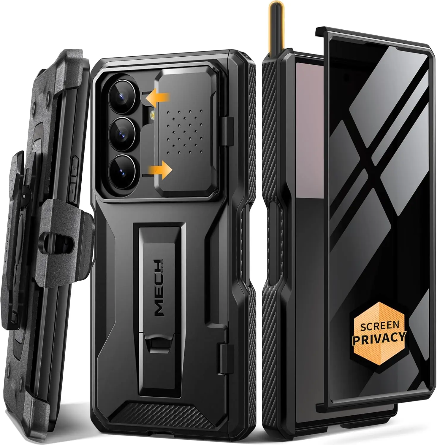 

Military Drop Stand Case with Stylus & Privacy Screen for Samsung Z Fold 7, Black