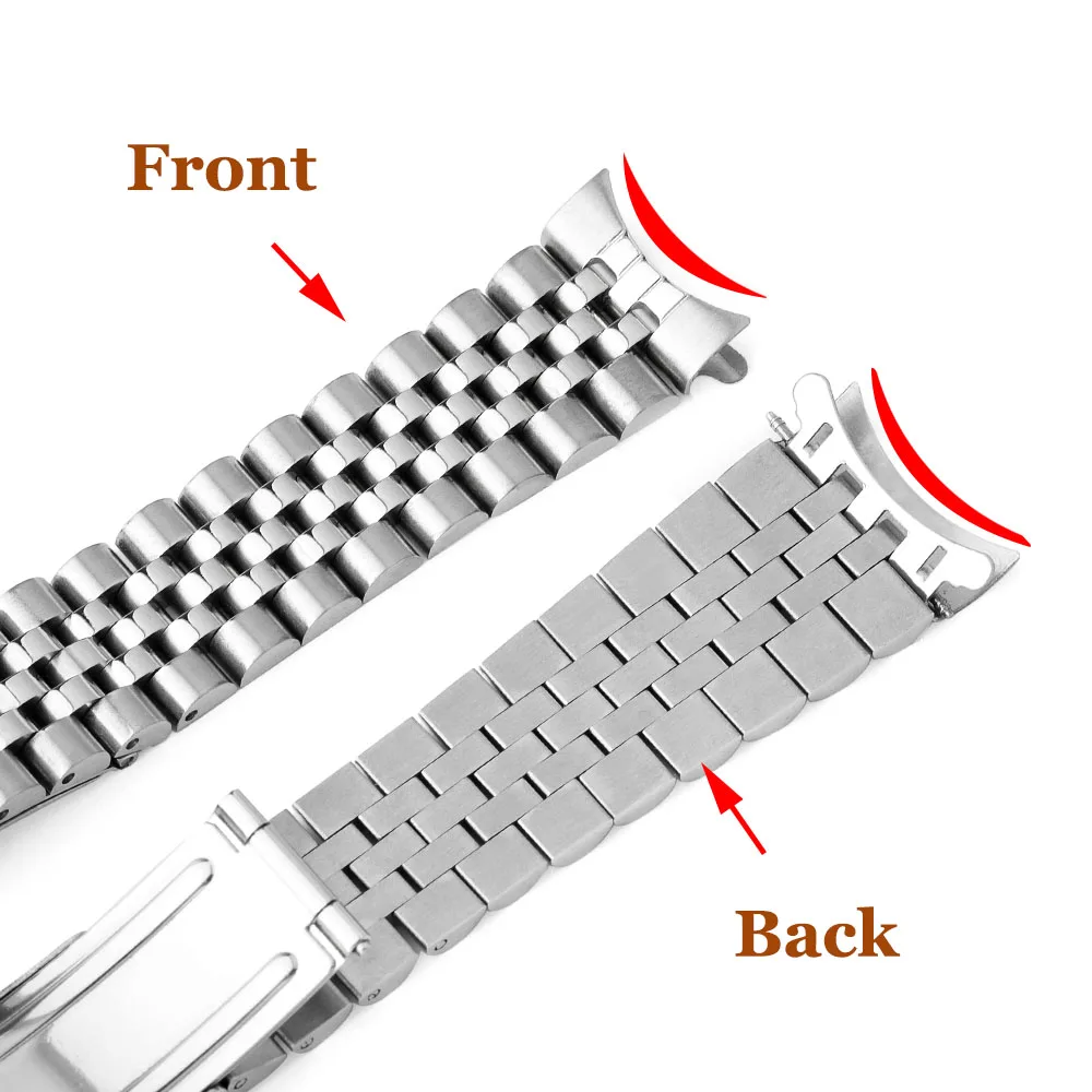 Curve End Metal Watch Bands 19mm 21mm Business Wristbelts for Seiko SKX 20mm 18mm Solid Steel Straps for Jubilee Sport Bracelets