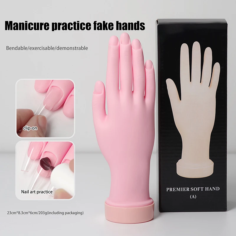 

Flexible Plastic Bendable Mannequin for Nail Art Practice - Soft Fake Hand Model with Movable Fingers for Manicure Training