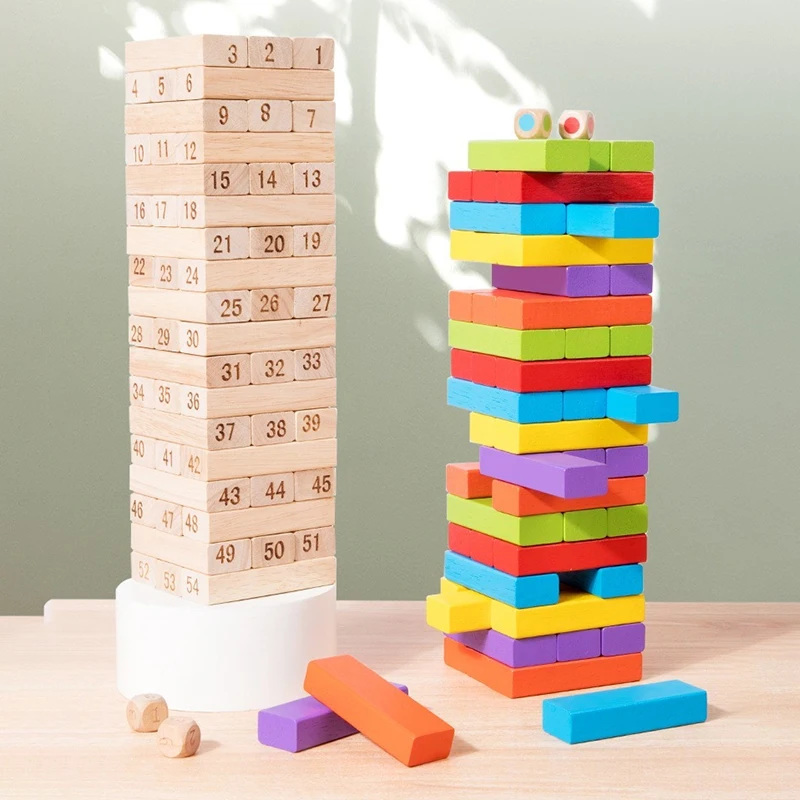 Children's Wooden Stacking High Balance Puzzle Stacking Wood Drawing Building Blocks Balance Board Game Toy