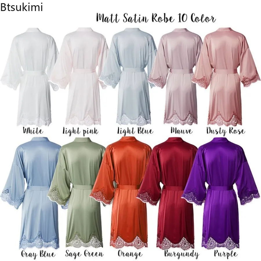 

Женские халаты, пижамы, однотонные кружевные платья невесты, свадебные платья, платья-кимоно, свободная шелковая атласная домашняя одежда