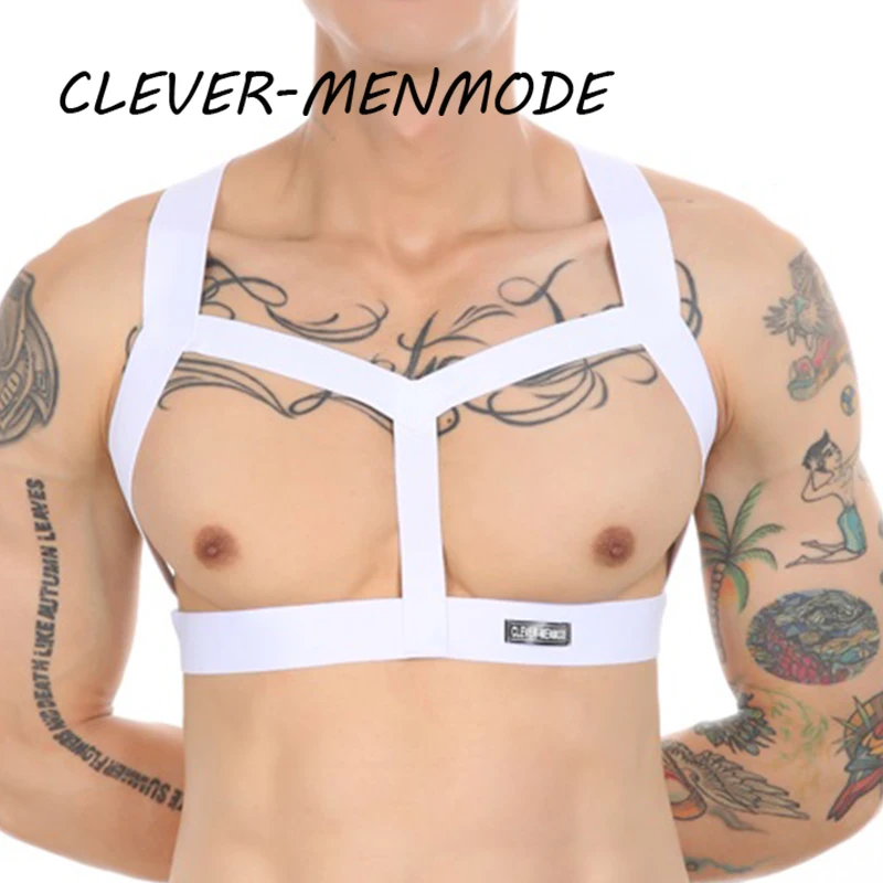 CLEVER-MENMODE Men\'s Sexy Harness Hollow Out Body Bondage Belt BDSM Chest Halter Exotic Lingerie Fetish Costumes Club Stage Wear