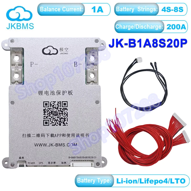 jikong BMS 4S-8S 200A Lifepo4 Li-ion Protection Board with Active Balance BMS with 1A 2A Smart Balance Storage Battery