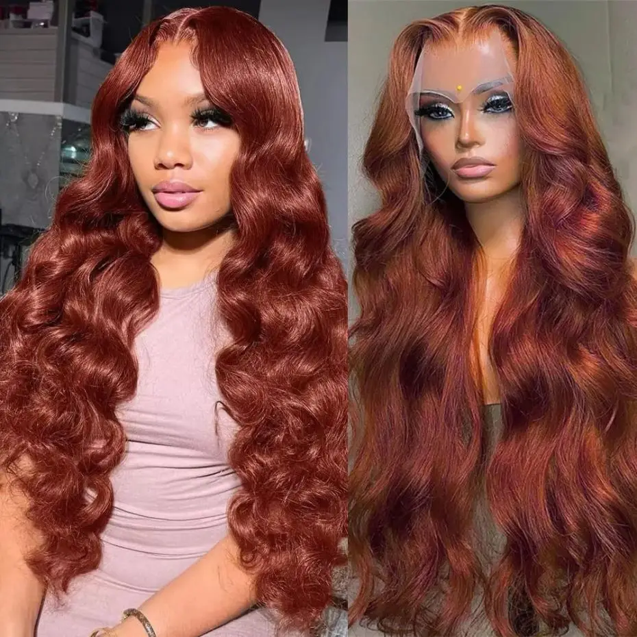 

13x4 Reddish Brown Colored Body Wave Lace Frontal Human Hair Wig Hd 13x6 Lace Frontal Wig Glueless Human Hair Wig Pre Plucked