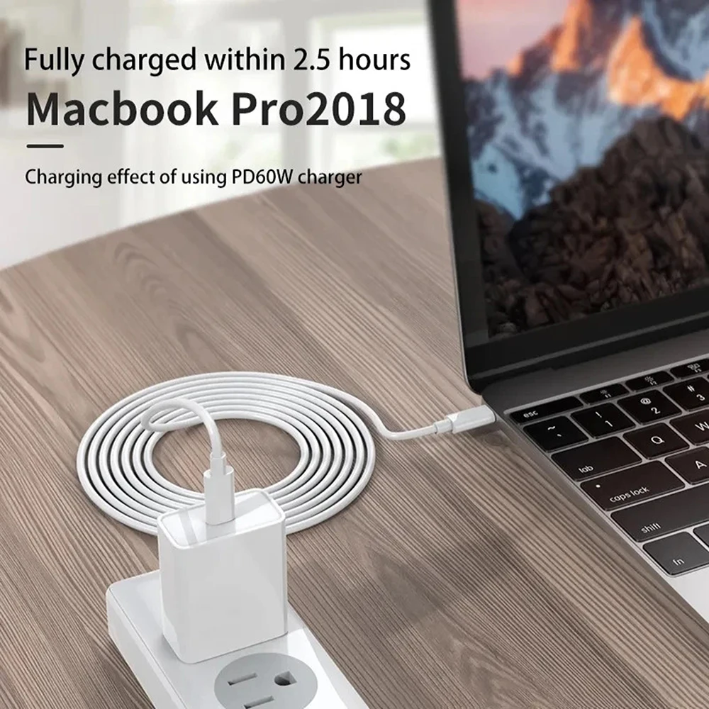 PD 60W USB-C-auf-USB-C-Kabel, schnelles Lade- und Datenkabel für iPhone 15, 15 Pro, Huawei, Samsung, Xiaomi, Datenkabel, schwarz, weiß, 1 m, 2 m, 3 m – Detail 7