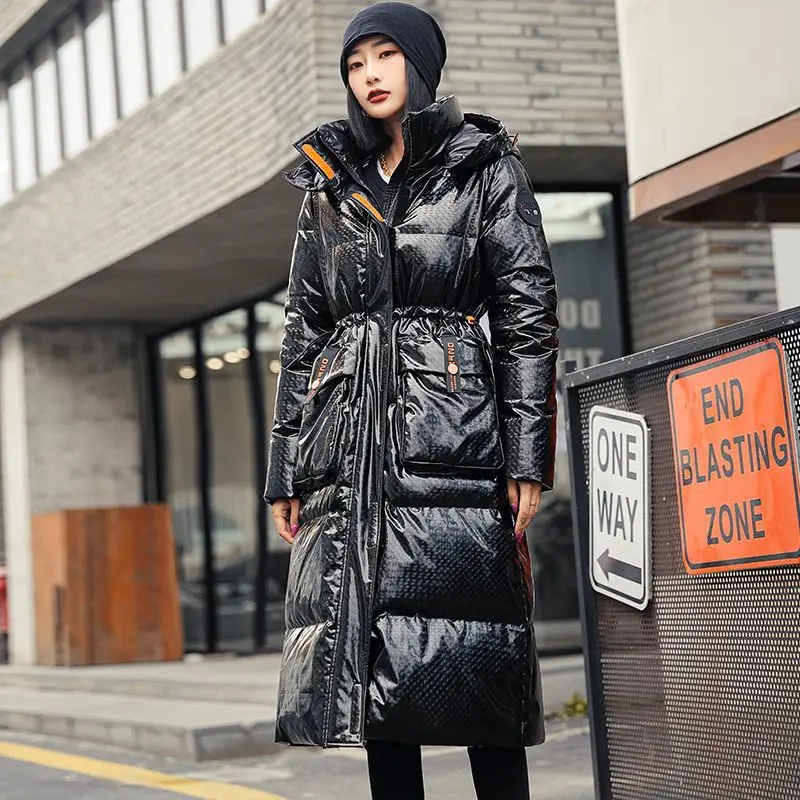 2023 New Women Down Jacket Winter Coat Female Mid Length Version Parkas Thick Warm Slim Fit Outwear Hooded Leisure Time Overcoat