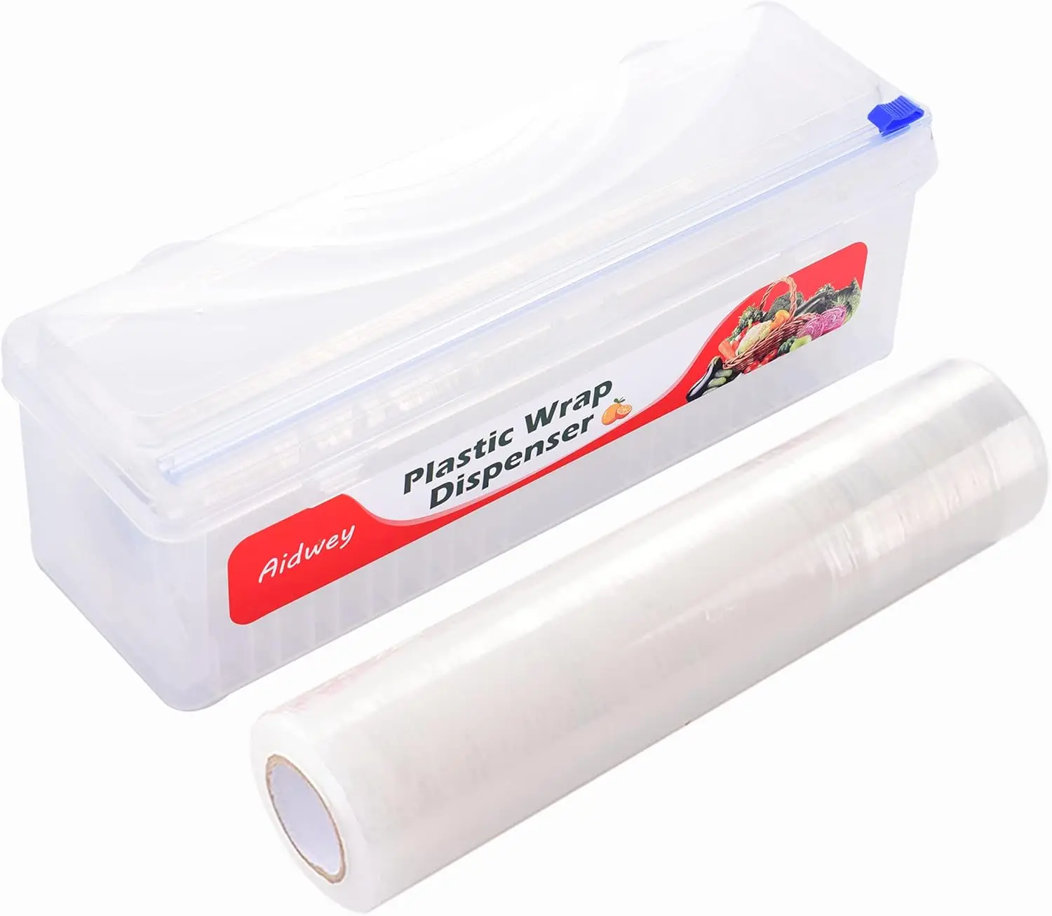 Dispensador con película de regalo - Dispensador de film transparente con cortador para film alimentario, papel de aluminio y repostería