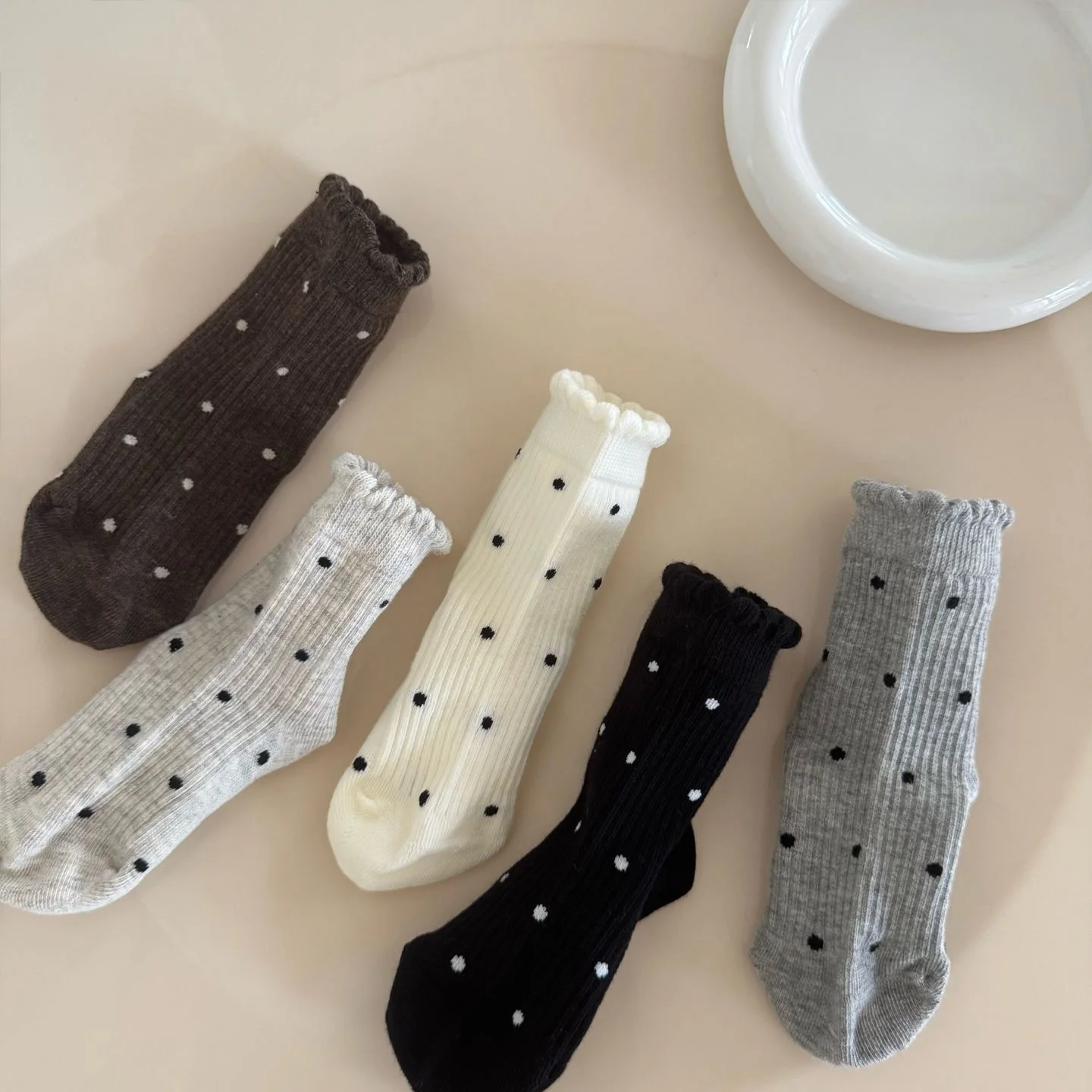 5 Paare/Set Kindersocken für Mädchen, Frühling und Herbst, weiche Baumwolle, gepunktet, Kindersocken, modische, süße, niedliche Stricksocken für Kinder, 2–12 Jahre – Detail 8