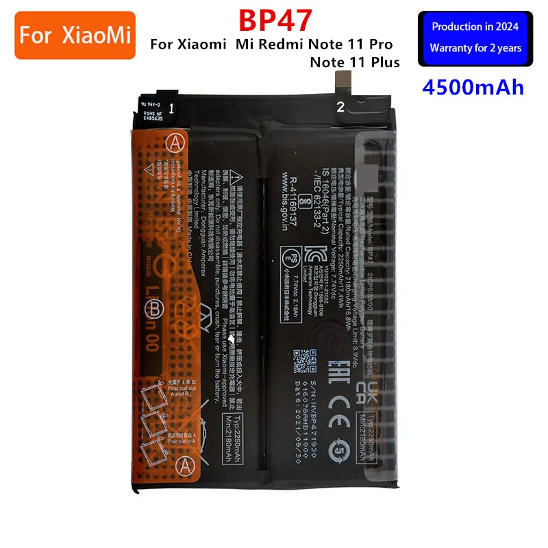 2024 years Brand New BP47 4500mAh  For Xiaomi  Mi Redmi Note 11 Pro Note11+ Note 11 Plus  Phone Replacement Batteries+Tools