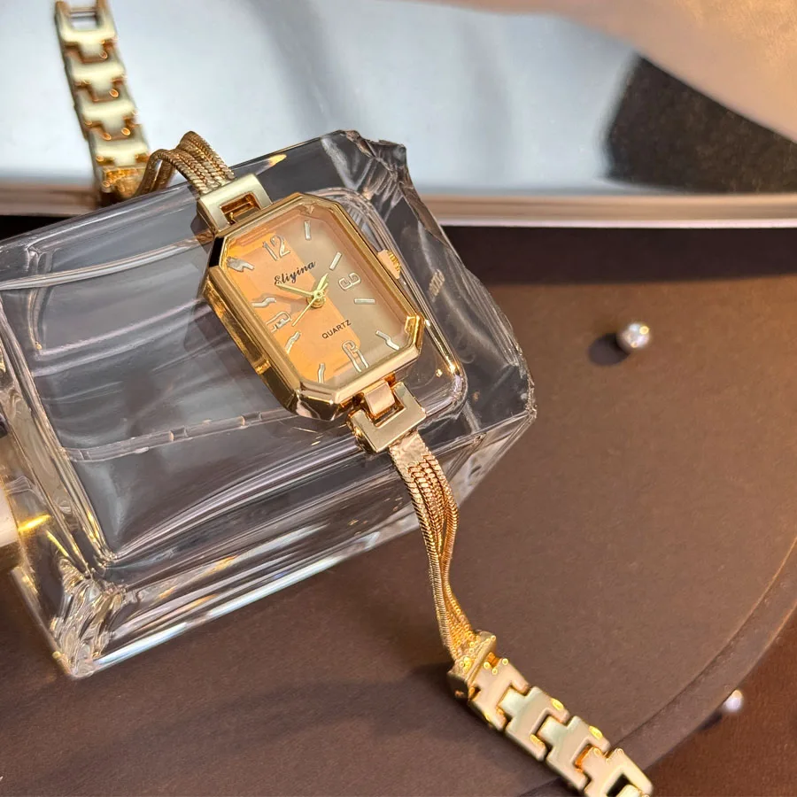 Fashionable Tassel Chain Quartz Watch Rectangle Versatile Elegant Small Size High-End Ladies Wristwatch New Arrival