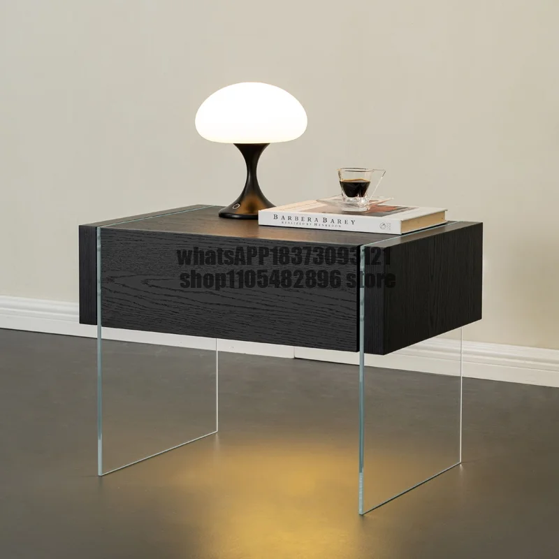 

Wabi Sabi Design Nightstand With Mount Glass Minimalist Trendy Nightstand Storage Rustic Mesitas De Noche Dormitorio Furniture