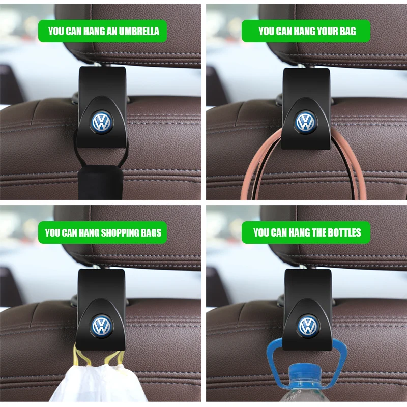 Ganchos portátiles para respaldo de asiento de coche, accesorios de almacenamiento para VW GTI Polo Golf Passat Tiguan Arteon Touareg Taigo Caddy
