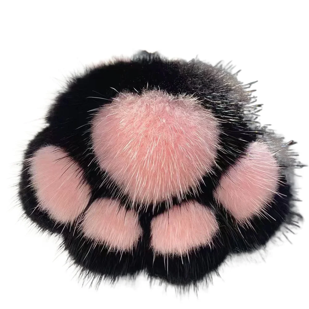 Bag Charm Stuffed Animal Cat's Paw Fur Keychain Furry Pompom Cat's Paw Stuffed Keyring Kawaii Cat's Paw Pendant Women Girls