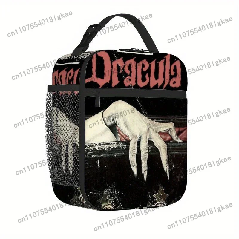 1pc Dracula Gothic Coffin Hand & Vampire Bat Print Thermal Bag - Reusable Portable Cooler for Blood- Non- Items, Dracula-Themed