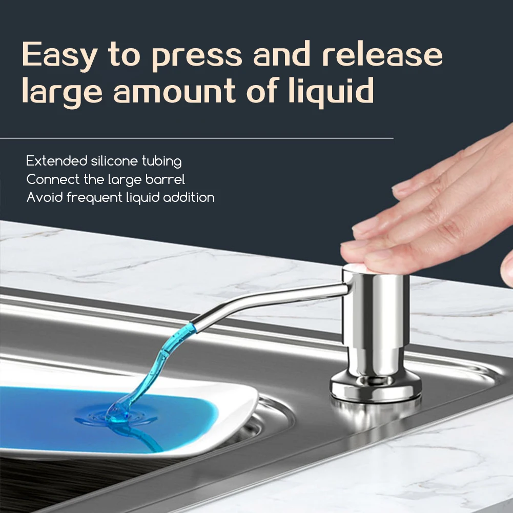 موزع صابون حوض المطبخ من الفولاذ المقاوم للصدأ مع أنبوب تمديد مدمج في موزع الصابون لترقية المطبخ المنزلي