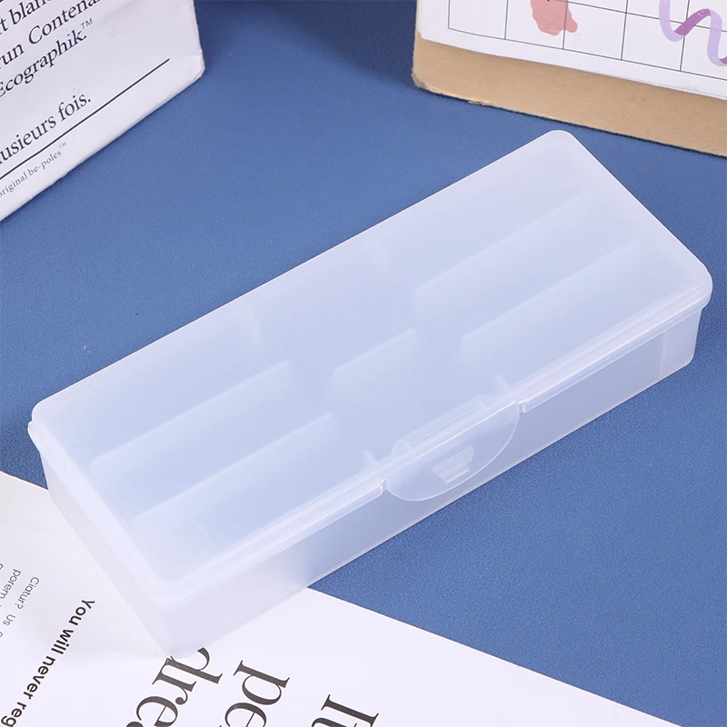Double-Layer Nails Art Organizer Empty Box Rectangle Storage Box Pen Brush Polishing Nail Buffer Files Plastic Container