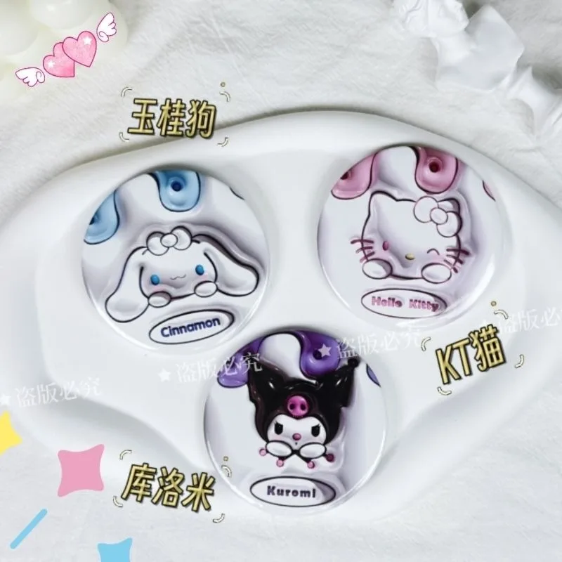 Miniso Sanrio kleinen runden Spiegel Schlüssel bund niedlichen tragbaren Spiegel Yuguigou Kuromi Student tragbare Cartoon Spiegel Lesezeichen Kind Geschenk