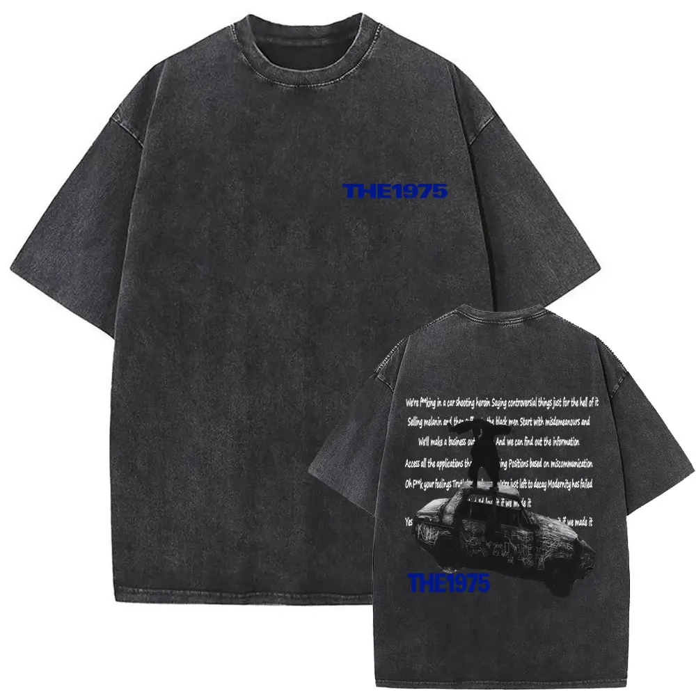 

Washed Vintage Alternative Rock Band The 1975 Being Funny in A Foreign Language T-shirts Men's Women Fashion Oversized T Shirts