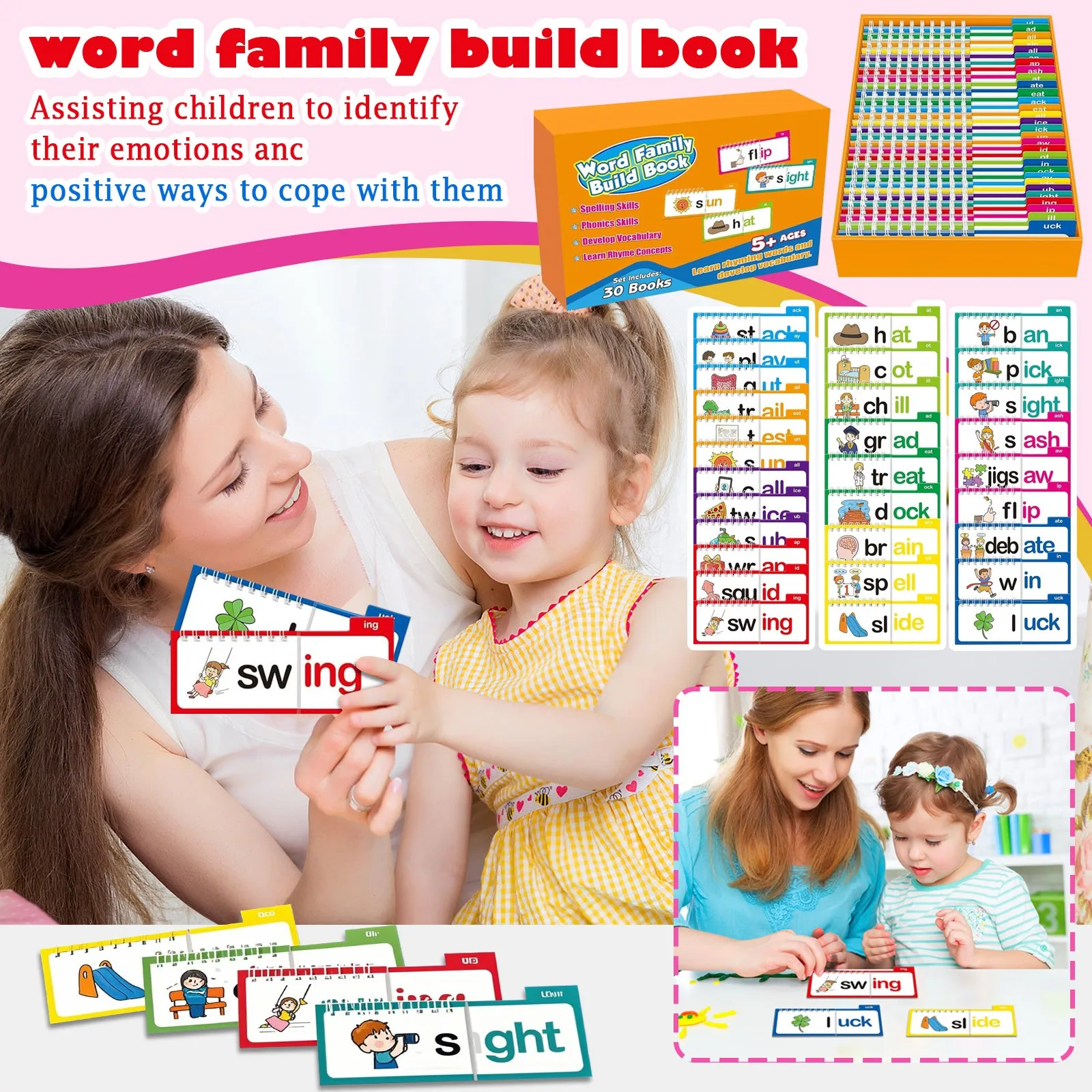 Kid Vocabulary Flashcard Help Child Build Basic Reading Skill Funny Interactive Learning Educational Game Kid-Friendly Design