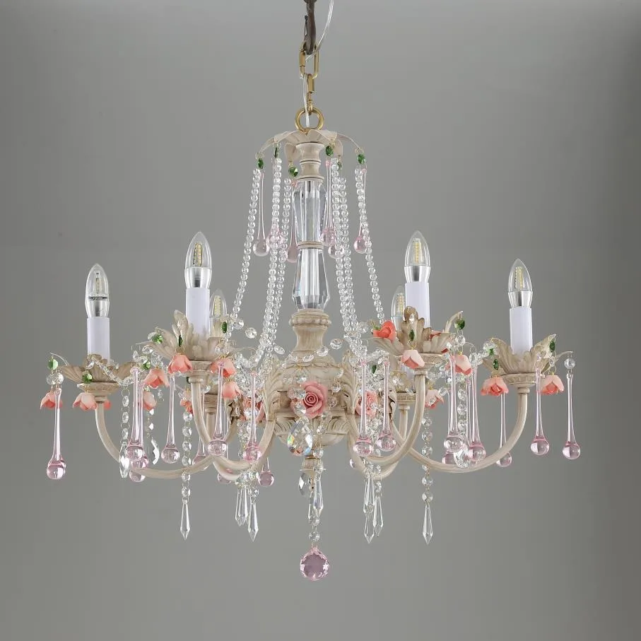 American retro flower chandelier light luxury restaurant light atmospheric luxury