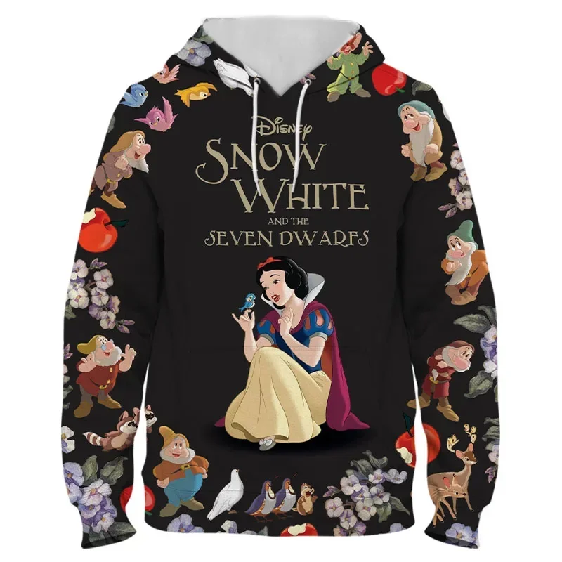 Disney Boys Girls Hoodies Snow White Mens Hoodies 3D Printed Fashion Pullover Oversized Womens Hoodies Casual Clothing