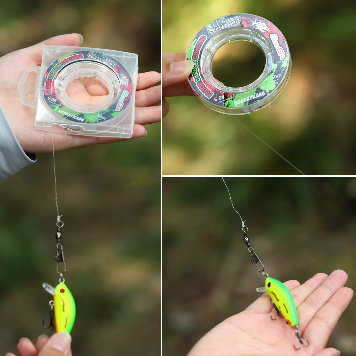 Sougayilang 50M 3-25LB Fluorkohlenstoff-Angelschnüre, geringe Duktilität, hochempfindliche Angelschnüre, Angeltest, Angelgerät, Pesca – Detail 20