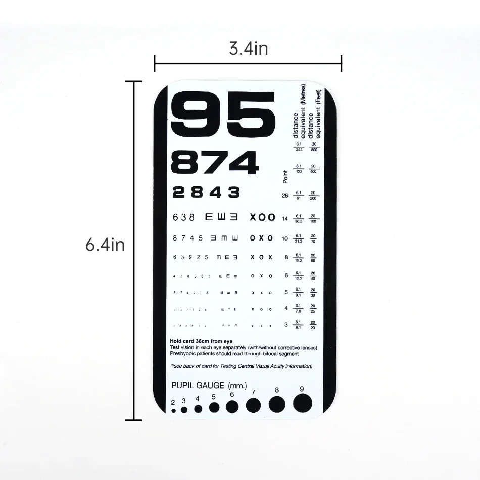 Far Near Vision Standardized Eye Chart Visual Testing Pocket Eye Chart, Snellen Pocket Eye Chart Rosenbaum Pocket