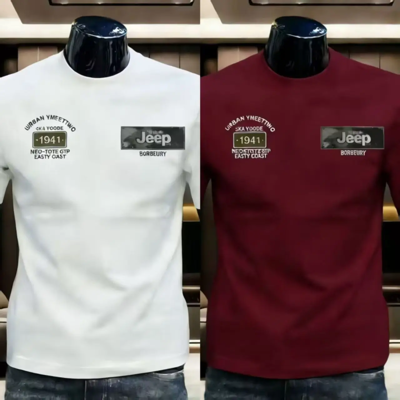 Jeep 2026 New Men's 230G Pure Cotton Short Sleeve 2-Piece Set
