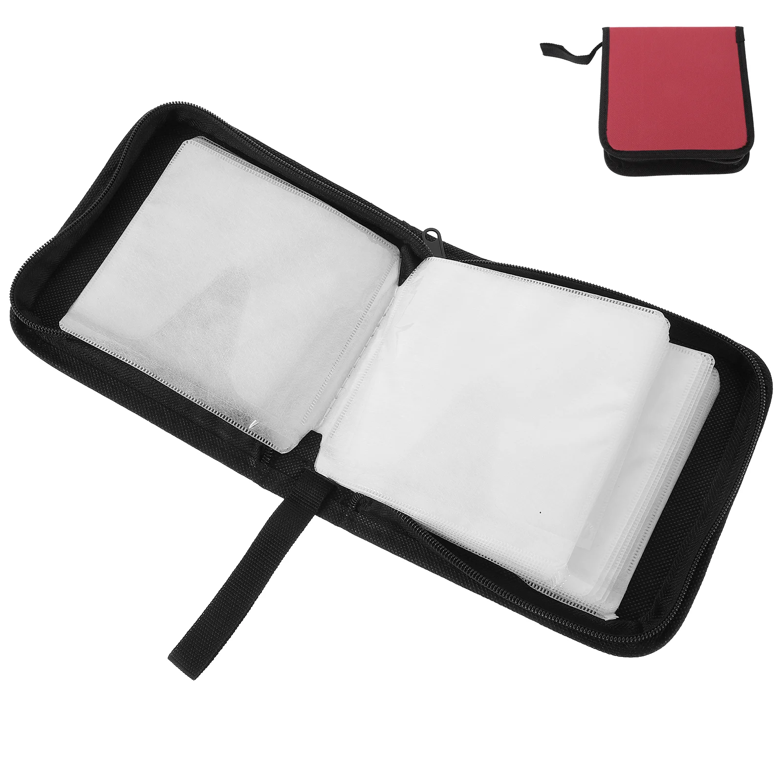 Red Oxford 1PCS CD Storage Bag Portable Use Holder Case Reusable DVD Binder Safe Travel Disc Pouch Save Space Smooth