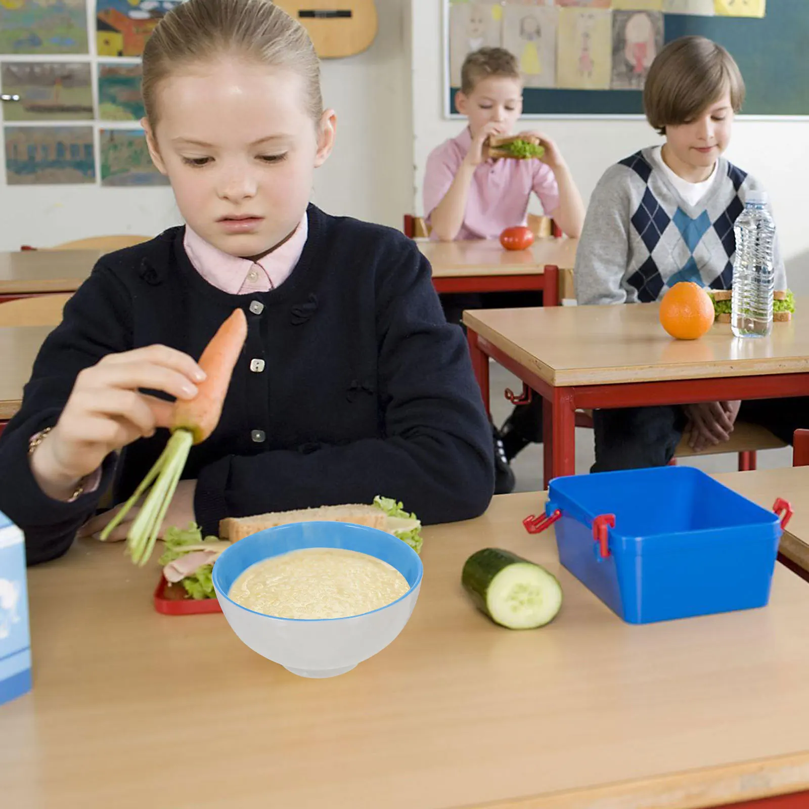 

4Pcs Kitchen Ceramic Bowl Set Flat Bottom Food Bowls Creative Soup Dessert Serving Bowls Household Tableware