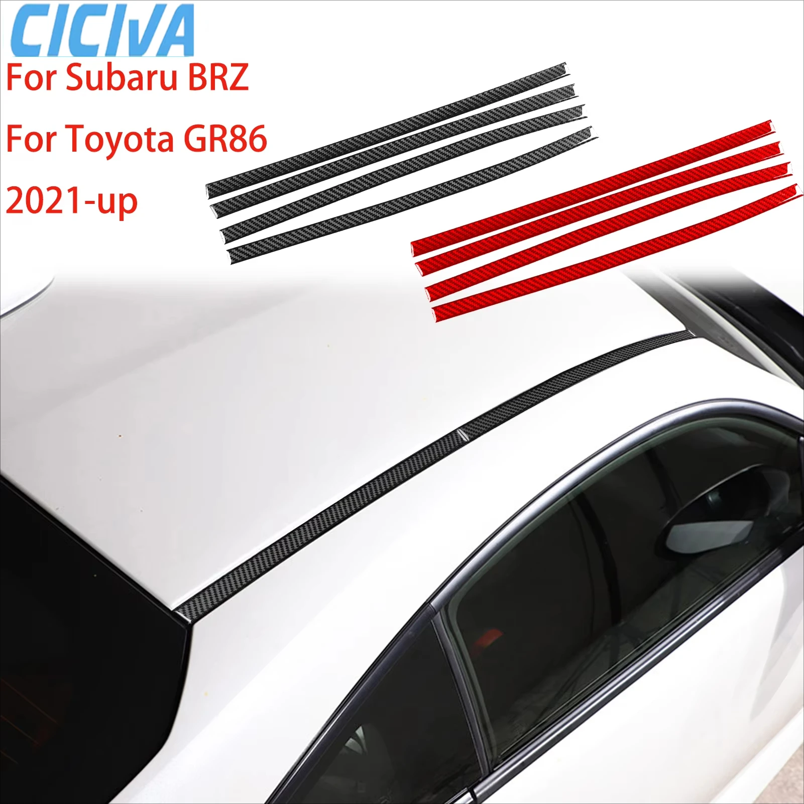 

For Subaru BRZ For Toyota GR86 2021-2024 Carbon Fiber Ceiling Roof Decorative Strip External Decorative Stickers Car Accessories