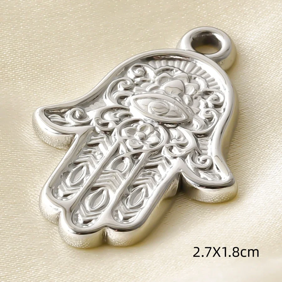 Ethnische Buddha-Kopf- und Fatima-Hand-Anhänger, Blumenbaum-Metall-Edelstahl-Charms für die Schmuckherstellung, Armbänder, Schlüsselanhänger, DIY-Anhänger – Detail 19