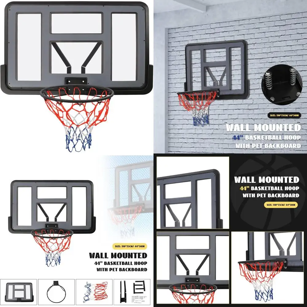

"Shatter-Resistant 44 Inch Wall-Mounted Basketball Backboard and Rim Kit for Competitive Play"