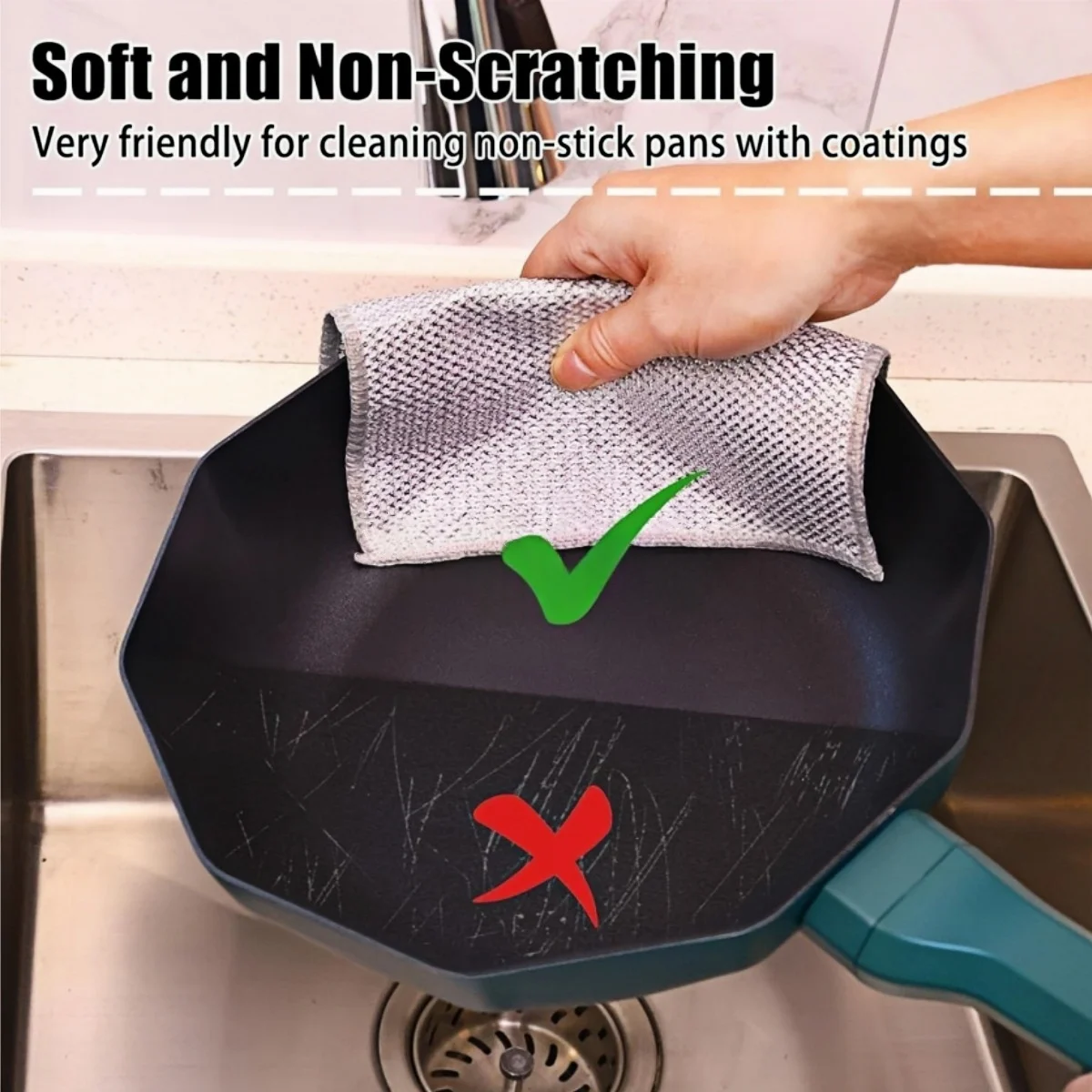 20pcs Triple-Layer Steel Wire Cleaning Cloths Dishwashing Rag, Durable Non Scratch Dish Rags for Washing Dishes