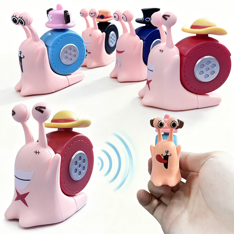 Juego de 4 Piezas de Anime One Piece Den Den Mushi, Modelo de Caracol con Sonido, Luffy, Sabo, Ace, Juguetes con Grabación de Sonido para Fanáticos, Regalos