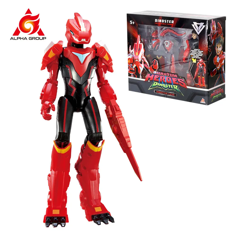 Quantum Heroes Dinoster 7.8'' Armored Action Figure 2 Form Over 10 Moveable Joints ,Put On Armor to Become Dinoster Kid Toy Gift