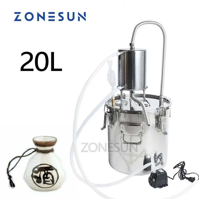 ZONESUN Wine Beer Alcohol Water Distiller Moonshine Mini Home Rose Water Essential Oil Alkol DIY Brewing Kit Brewery Equipment